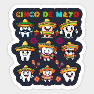 Cinco De Mayo Dental Tooth Sombrero Mexican Fiesta Hygienist Sticker